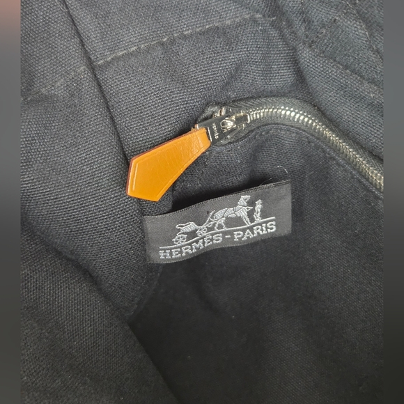 Hermes Small 12"x9" Canvas Tote Bag Stylish In Black and Gray - Picture 8 of 13